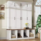GDFStudio Jessica Farmhouse 4-in-1 Hall Tree with Hidden Hooks and Storage Bench