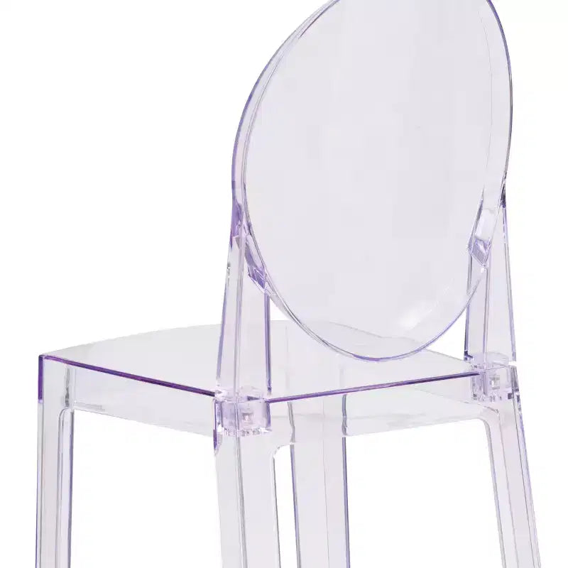 Emma and Oliver Ghost Barstool with Oval Back in Transparent Crystal