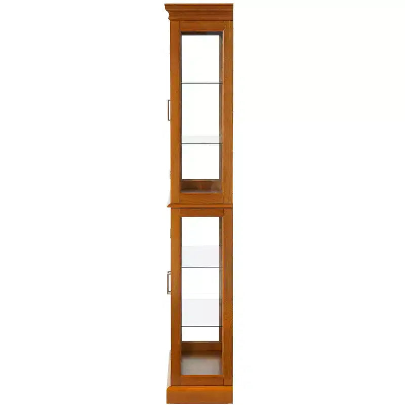 Display Cabinet, Curio Cabinet with 6 Adjustable Shelves and Tempered Glass Doors, Tall Cabinet for Living Room, Bedroom
