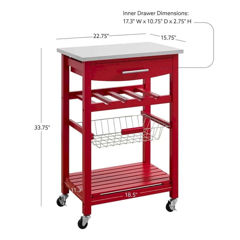 Jake Compact Mobile Rolling Kitchen Cart