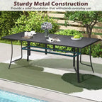 Gymax 9PCS Patio Dining Set Rectangular Table & Stackable Chairs w/Umbrella Hole
