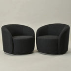 KINWELL 34 Wide Upholstered Swivel Accent Barrel Chair (Set of 2)