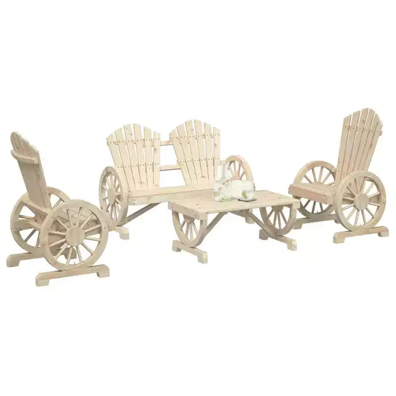 vidaXL Patio Lounge Set Outdoor Garden Seat Furniture 4 Piece Solid Wood Fir