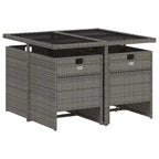 vidaXL Patio Dining Set with Cushions, Garden Table and Chairs, Gray Poly Rattan