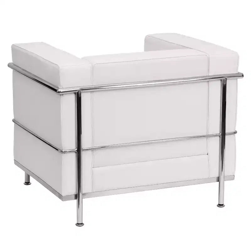 Emma and Oliver Contemporary LeatherSoft Chair with Double Bar Encasing Frame