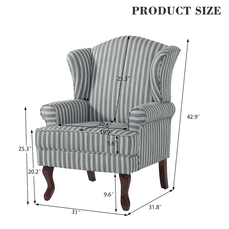 2 Set Traditional Wingback Accent Chairs Upholstered Armchair