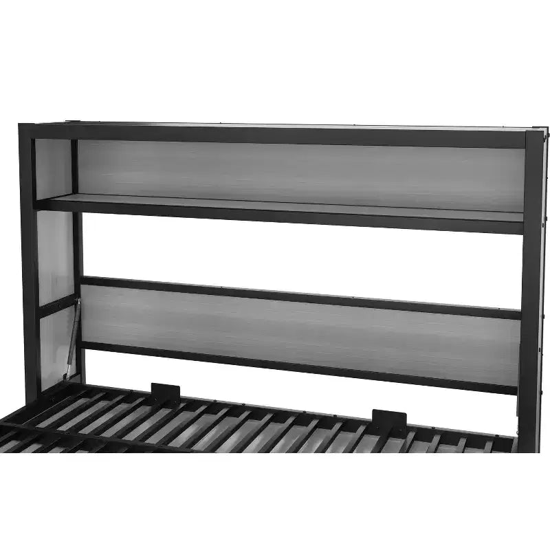 Twin Size Murphy Bed with Shelves, Metal Wall Bed with Foldable Design for Small Space