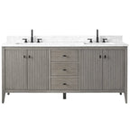 Vanity Art 72 Double Sink Bathroom Vanity Cabinet with Engineered Marble Top