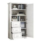 Tall and Wide Storage Cabinet with Doors for Bathroom, Three Drawers
