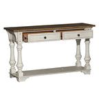 Morgan Creek Antique White Wire Brushed Tobacco Accents Sofa Table