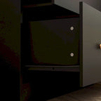 Wardrobe Clo Armoire wi/Mirror & Scalable Hanging Rod Space Saving