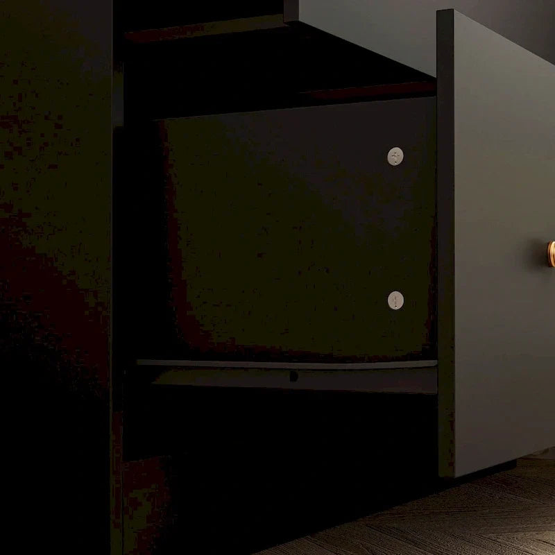 Wardrobe Clo Armoire wi/Mirror & Scalable Hanging Rod Space Saving