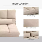 Convertible Floor Sofa Chair, Folding Couch Bed, Guest Chaise Lounge with 2 Pillows, Adjustable Backrest and Headrest, 51.25 L