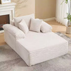 Oversized Chaise Lounge Chair Sofa Bed, Corduroy Sleeper Sofa with Pillows and Wide Armrests for Living Room, Bedroom, Movie Room