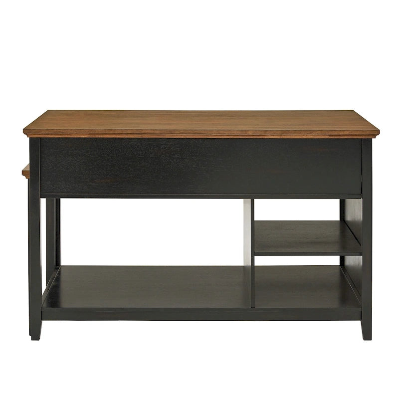 Eleanor Two-Tone Antique Finish Extendable Kitchen Island with 3 Drawers by iNSPIRE Q Classic