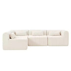 145.5 Modern Convertible Sectional Sofa, Upholstered 4-Seater Sectional Sofa with Compressed Sponge, Living Room L-Shaped Sofa-Panipeachy
