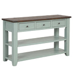 Modern Solid Pine Wood Top Console Table with 3 Drawers and 2 Shelves
