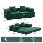 Convertible Floor Sofa Bed with Pillow Back Chenille Fabric for Living Room Bedroom