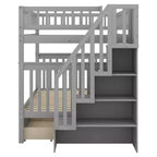 Full over Full Bunk Bed with Drawers and Storage Staircase