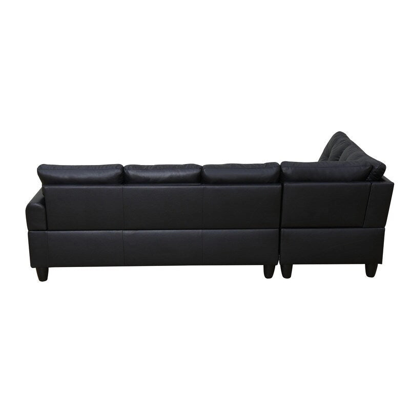 Modern 3-Piece Black Faux & Synthetic Leather Sofa Set: Sleek Style for Living Rooms