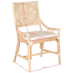 Coastal Rattan Cushion Chair 22 W x 24 L x 37 H 22W x 24D x 37H