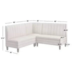 Lifestorey 4pc Kerrington Channel Back Banquette Dining Set Walnut/Cream: Linen-Look Fabric, Pedestal Table