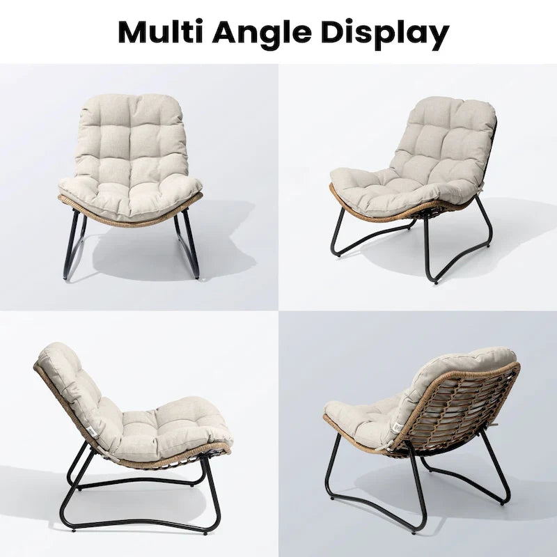 Papasan PE Rattan Chair with Cushion For Indoor Outdoor