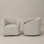 KINWELL 32 W Boucle Upholstered Swivel Barrel Armchair (Set of 2)