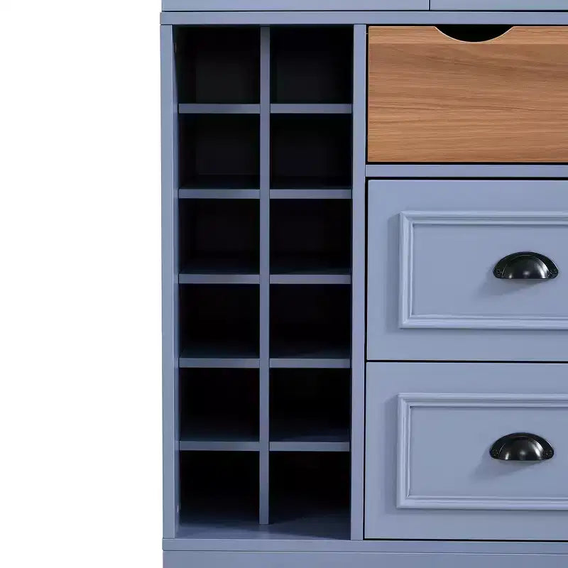 Whisen 71 Tall Freestanding Kitchen Pantry, Large Dining Storage Cabinet Cupboard Sideboards With 4 Foldable Doors, Shelves, Wine Racks