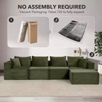 107/ 137 Modular Sectional Cloud Couch,Deep Seat Boneless Couch,Convertible Comfy Floor Sofas with Ottomans and Memory Foam