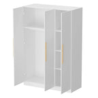 Timechee 47.2 Armoire Clothes Storage Solid Wood Handles Wardrobe White