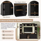 ModernLuxe 4-in-1 Farmhouse Entertainment Center Wall Unit, Fits TVs Up to 70, TV Stand Media Console w/ Adjustable Shelves & Drawers