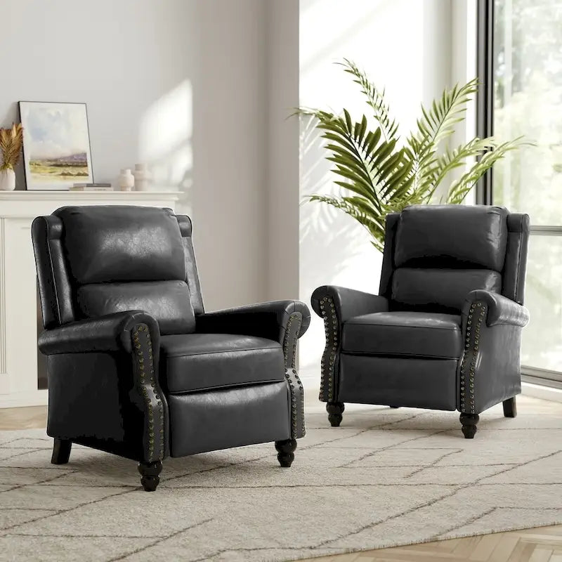 2 Set Modern Padded Seat Recliner Chair with PU Leather/Fabric