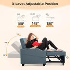 Upholstered Cats Claw Leather Convertible Reclining Sleeper Sofa Bed With Cushions For Small Spaces