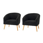 Sheila Modern 30 W Boucle Armchair with Solid Wood Legs Set of 2 by HULALA HOME