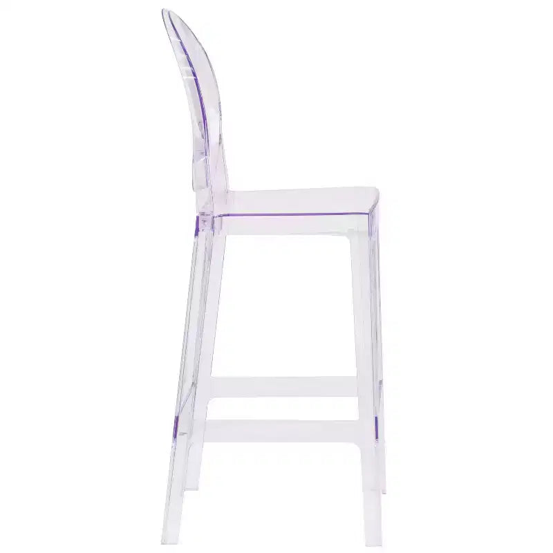 Emma and Oliver Ghost Barstool with Oval Back in Transparent Crystal