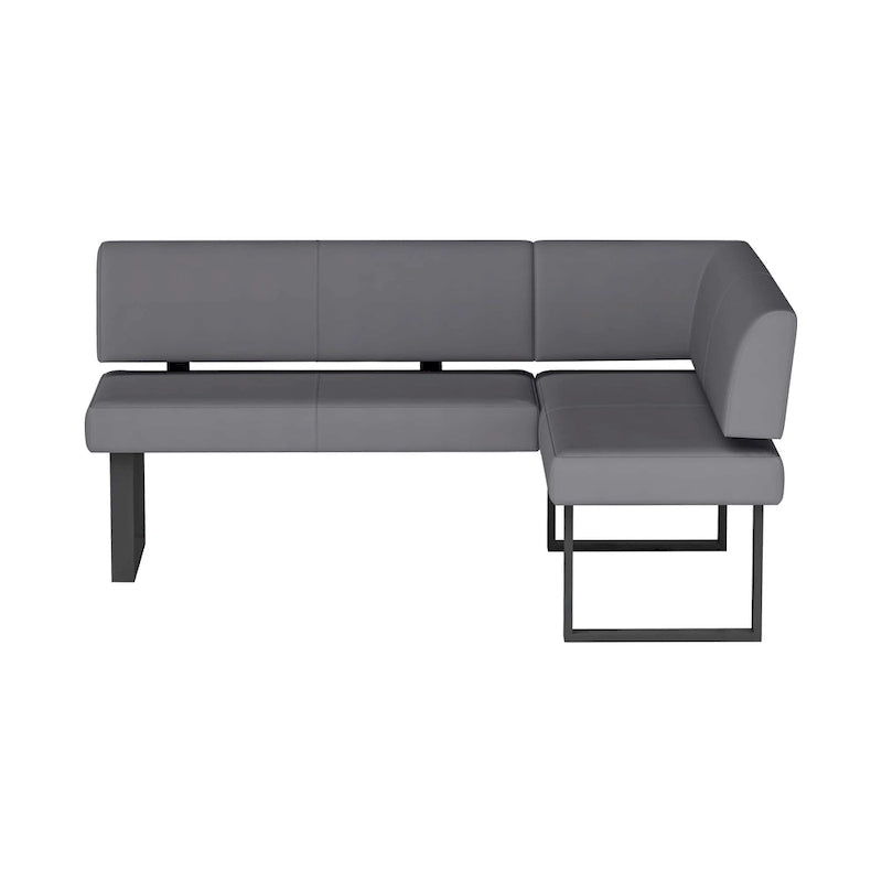 Somette Lillian 3-Piece Gloss Gray Dining Set with Dining Table, Nook and Bench