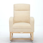 Modern 29.5 High Back Upholstered Rocking Chair with Solid Wood Legs and Adjustable Footrest