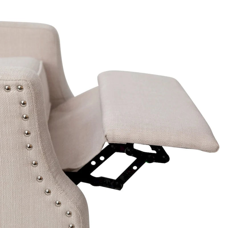 Push Back Wing Back Pocket Spring Recliner with Side Accent Nail Trim
