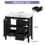 36 Inch Bathroom Vanity with Ceramic Sink Bathroom Storage Cabinet with 2 Doors amd 3 Drawers 2 Doors