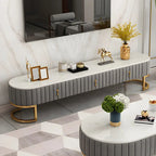 79 Glam Grey Marble Storage TV Stand with Legs