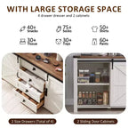 SinCiDo Farmhouse 60Dressing Table with Sliding Barn Door and 4 Drawers,Drawer Cabinet Living Room,Bedroom,Coffee Bar