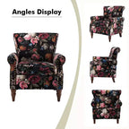 Araceli Traditional Wooden Upholstered Floral Armchair with Wingback and Nailhead Trim| ART OF LIVING DESIGNS