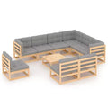 vidaXL Patio Furniture Set 10 Piece Outdoor Sectional Sofa Solid Wood Pine