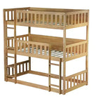 Triple Twin Bunk for Kids, Twin over Twin over Twin Detachable Bunk Bed with Ladder and Guardrail, Separate into 3 Beds