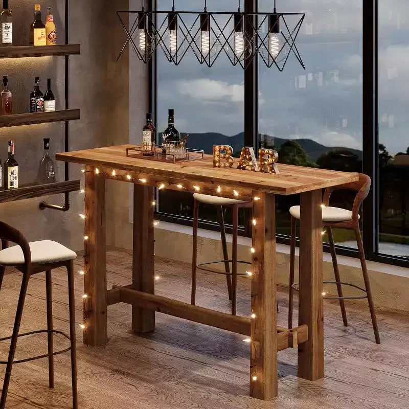 63-Inch Solid Wood Bar Height Pub Table for Kitchen, Caf¨¦ or Restaurant