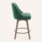 Bekrvio 26 Counter Height Swivel Bar Stools Set of 4 Backs and Wood Legs,Linen Fabric/PU Leather Upholstered Barstools for Kitchen Island
