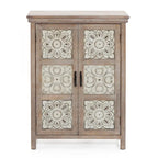 Farmhouse 37.4 Tall 2-Door Wood Storage Cabinet - 37.4 H x 27.68 W x 13.23 D