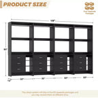 Besiost Set of 4 Closet Organizer with Wooden Drawers and Hanging Rods