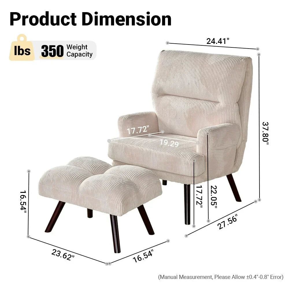 OVIOS Ajustable Recliner Chair with Ottoman